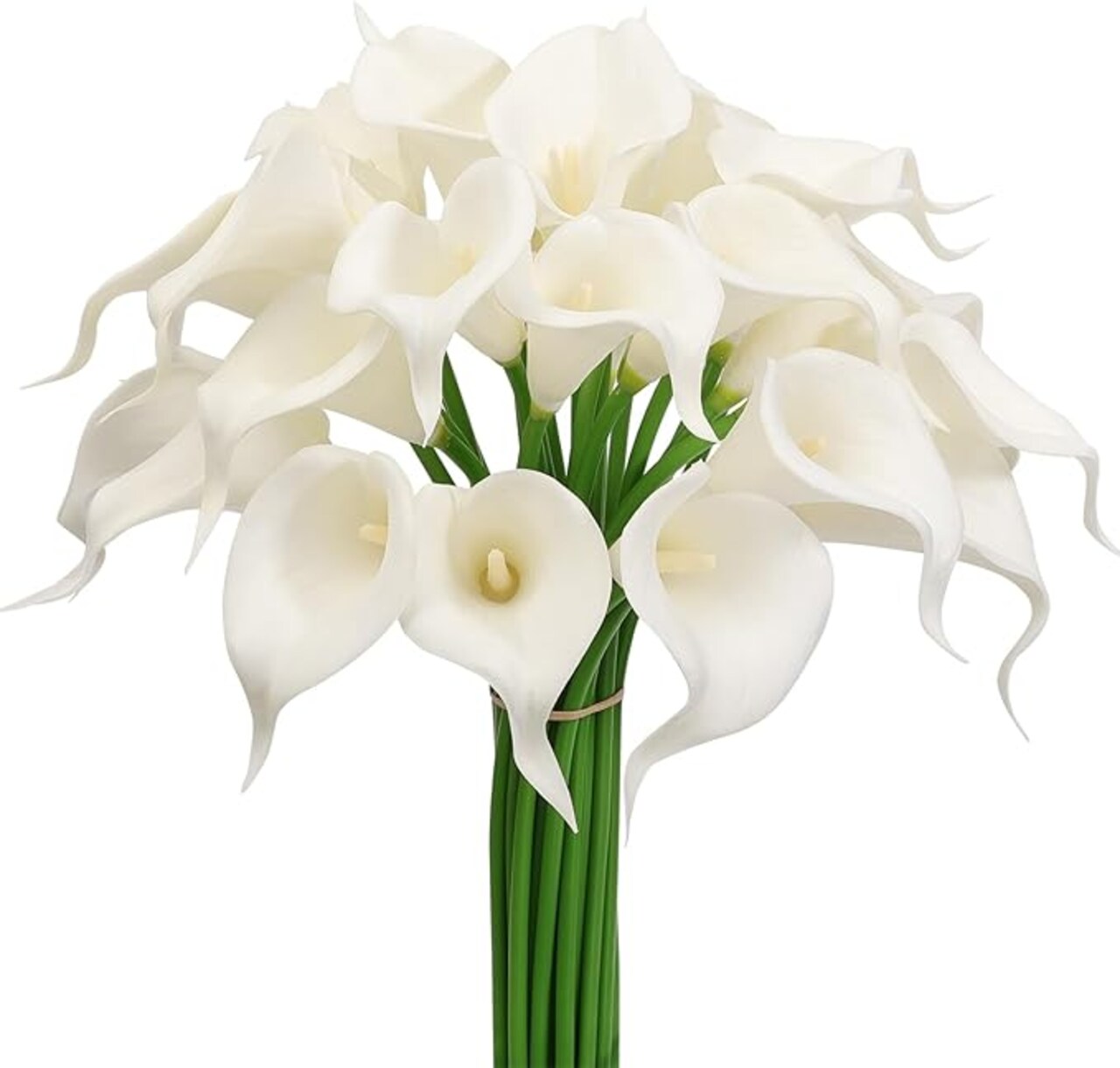 30Pack Real Touch PU Latex Artificial Calla Lily Flowers for Wedding Party and Home Decor-White